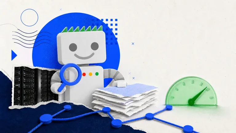 Googlebot em colagem com documentos e caminhos de rastreamento de páginas.