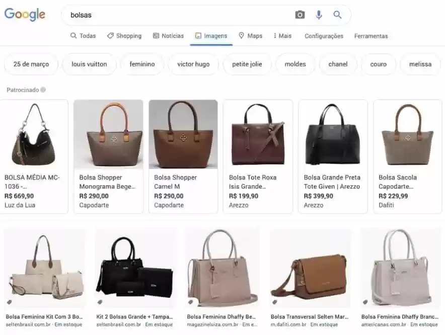 Resultado de Buscas no Google Imagens por Bolsas