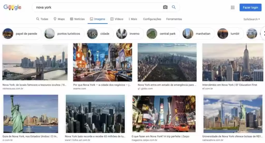 Resultados de Busca por Imagens no Google