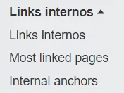 Relatório de links internos no Ahrefs.